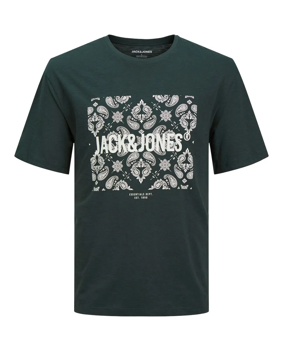 

Мужская футболка с коротким рукавом и принтом спереди для мужчин Jack & Jones, темно-зеленый