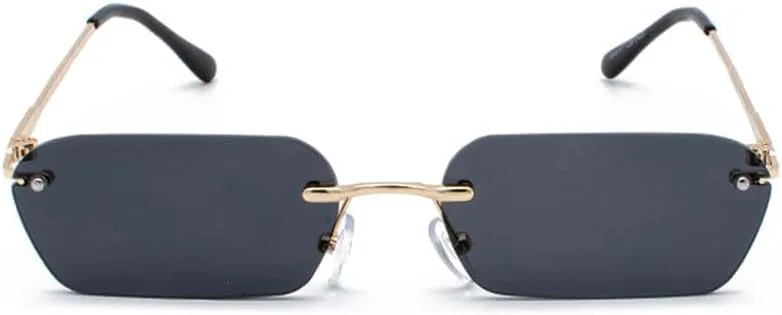 

Модные солнцезащитные очки без оправы для женщин, винтажные, с прозрачными линзами, солнцезащитные очки для женщин с защитой от УФ-излучения UV400 TYUVIVO, Gold-clear