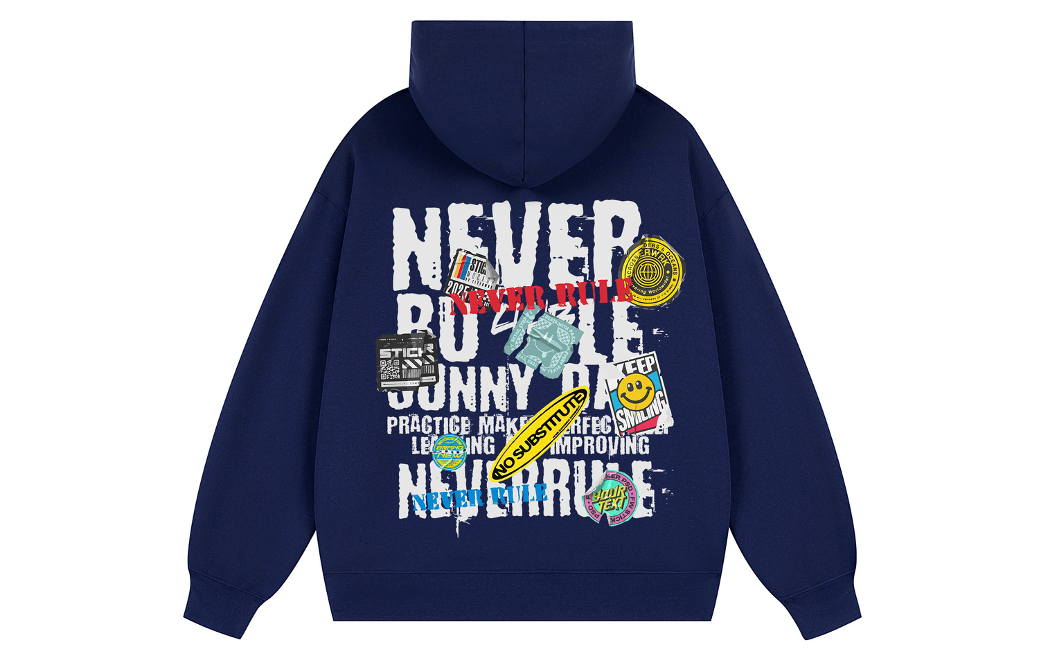 

Толстовка Unisex Hooded Moderate Others NEVER RULE, темно-синий