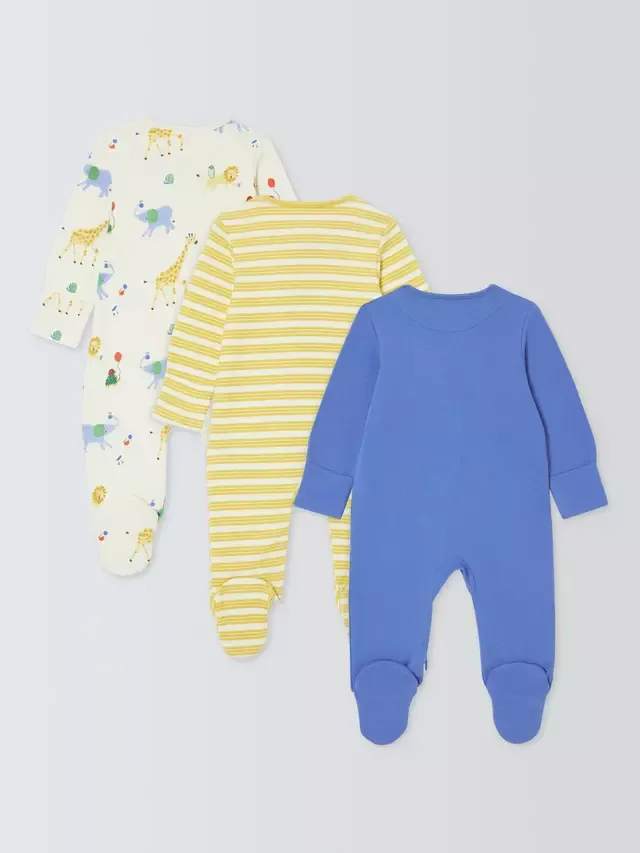 Детские спальные комбинезоны Baby Lion, комплект из 3 штук, синие John Lewis — фото 2