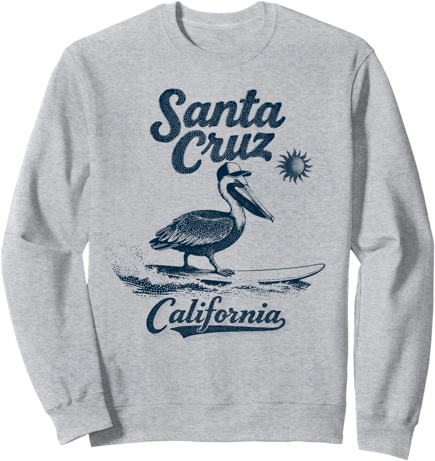 

Винтажная толстовка в стиле ретро с изображением пеликана из Санта-Круз, Калифорния Retro Ocean Sunset Surf Surfer Wear, серый