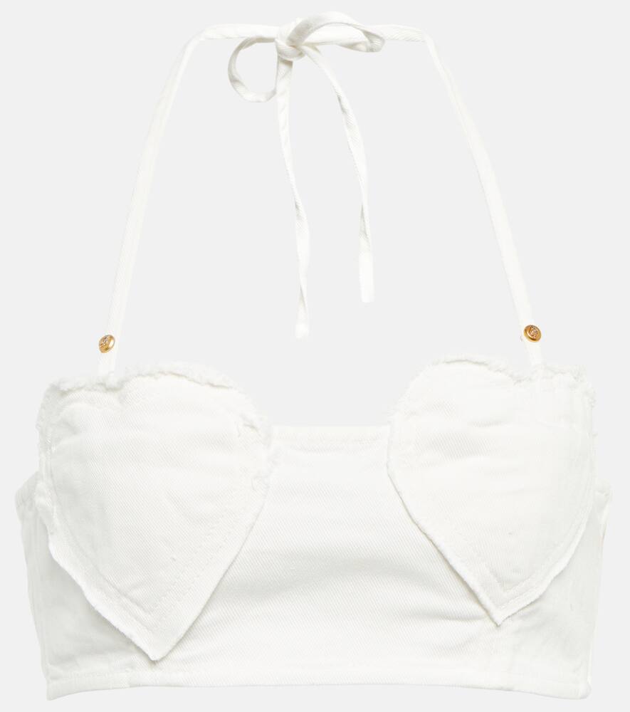 

Кроп-топ из хлопка с декоративными элементами Blumarine, Bianco Naturale