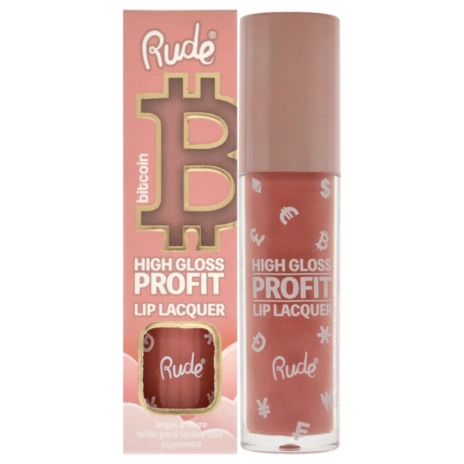 Блеск для губ High Gloss Profit Lip Lacquer - Bitcoin от Rude Cosmetics для женщин - 0,141 унции, прозрачный/прозрачный