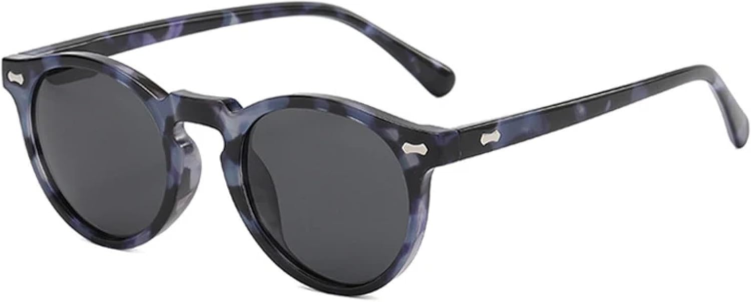 

Солнцезащитные очки с защитой от УФ-излучения UV400 | Круглые женские очки с декоративными заклепками для занятий спортом на открытом воздухе и вождения DSVIGF, Blue Leopard Grey