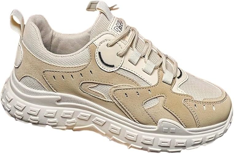 

Мужские модные спортивные кроссовки с толстой подошвой - дышащая сетчатая ткань и верх из ПУ, прочная подошва из ПВХ, шнуровка спереди, подходит для всех сезонов Clolinde, хаки