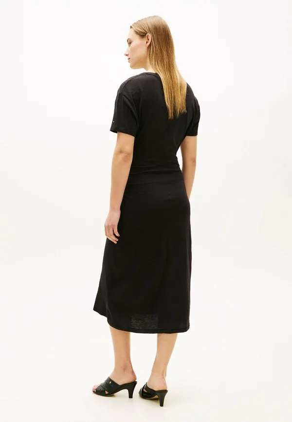 Трикотажное платье миди с текстурированным узлом Tommy Hilfiger, Black — фото 2