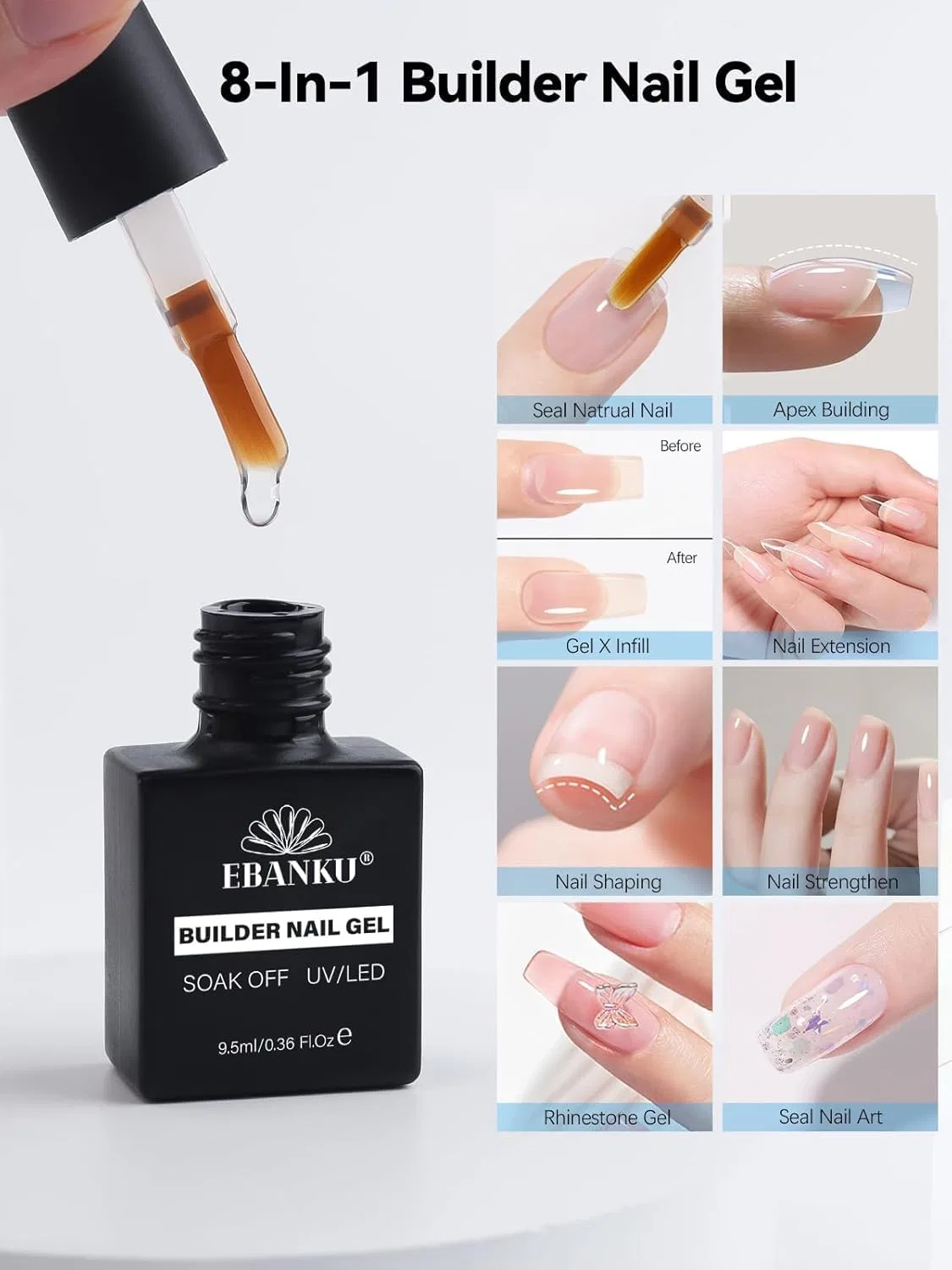 Набор EBANKU для наращивания гелевых ногтей Ebanku, 5-Piece Builder Gel Set — фото 4
