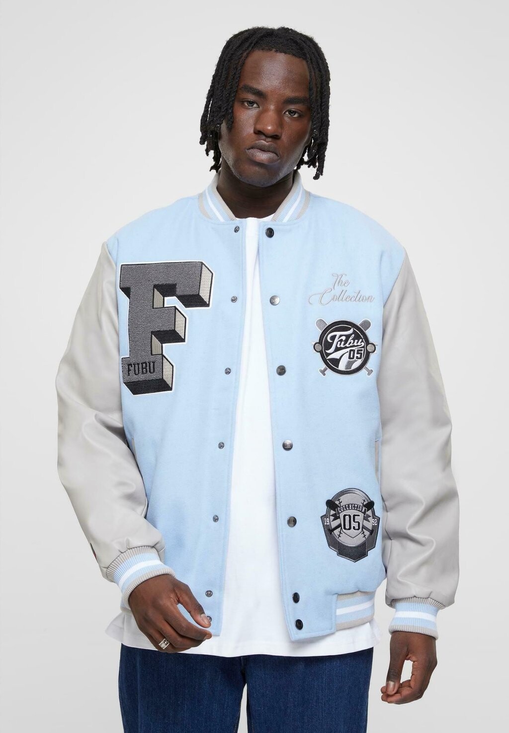 

Куртка-бомбер COLLEGE VARSITY FUBU, синий светло-серый