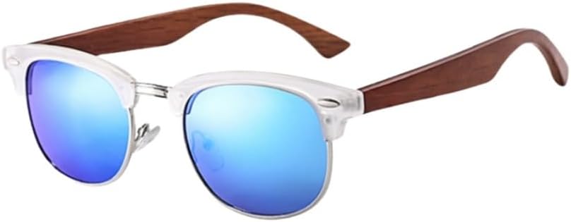 

Женские поляризованные солнцезащитные очки унисекс в стиле ретро с деревянными полосками, высококачественные полуободковые солнцезащитные очки для женщин, синие, 1 UJNHGQ, Blue