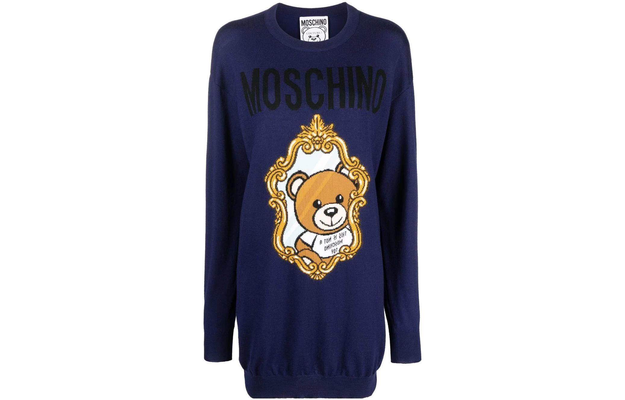 

Длинное платье с длинными рукавами синее MOSCHINO