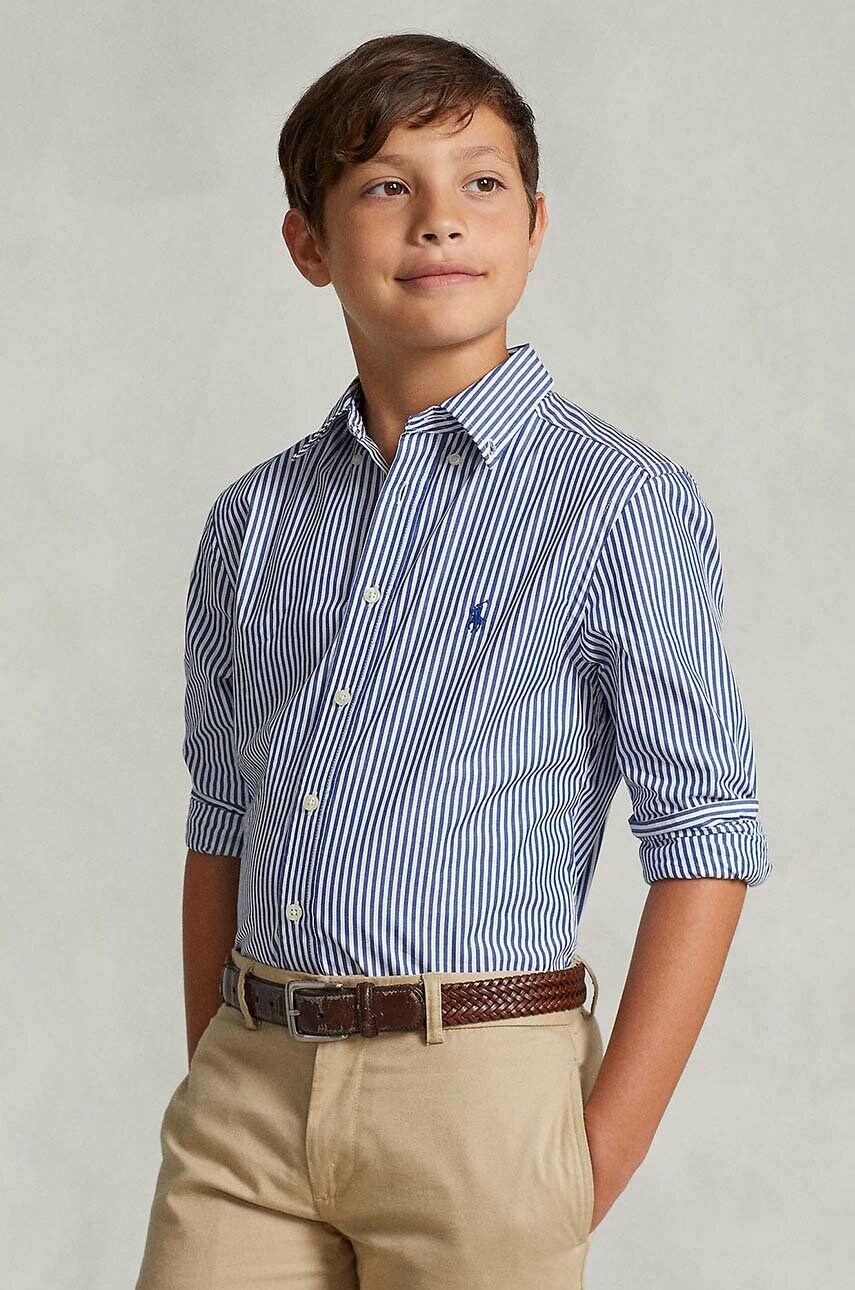

Детская хлопковая рубашка Polo Ralph Lauren, темно-синий