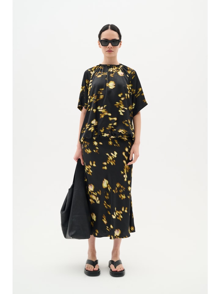 

Блузка CassIW с длинными рукавами, свободного кроя, черного цвета с рисунком Таинственный цветок. InWear