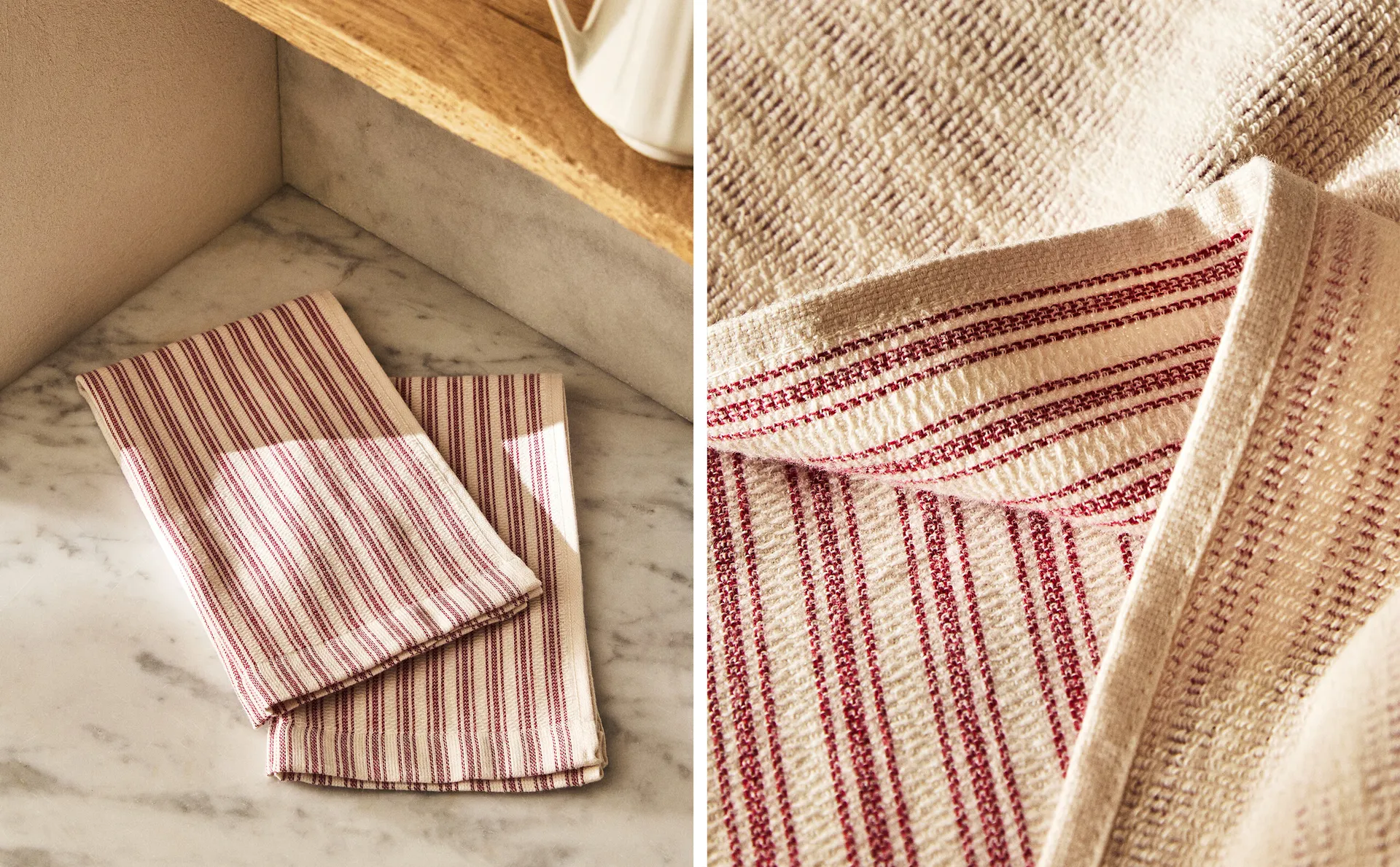 

Махровое кухонное полотенце из хлопка (2 шт.) Zara Home, экрю/красный