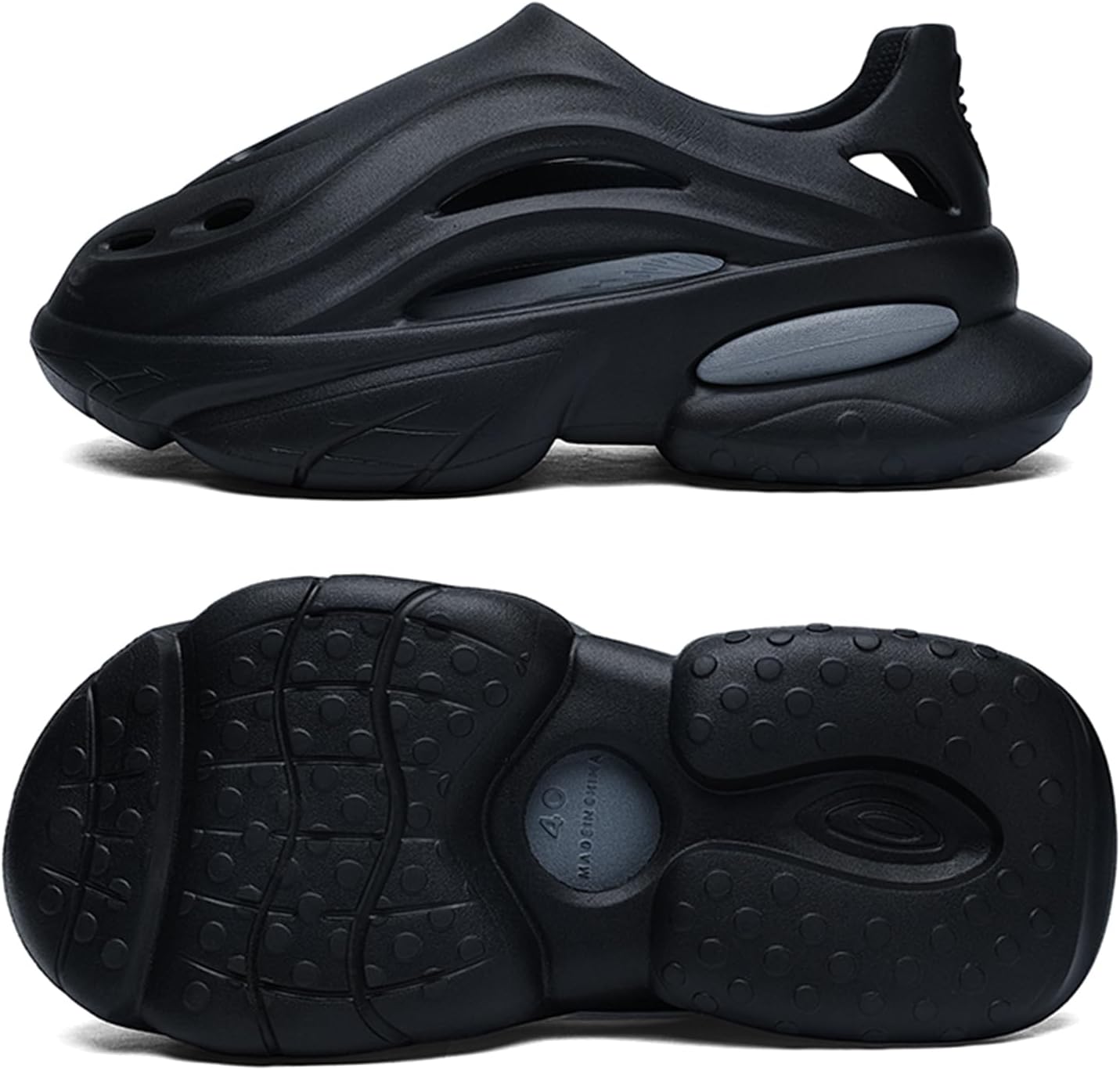 Мужские кроссовки Foam Runner с толстой подошвой из EVA, с вырезами, легкие, слипоны, для ходьбы, дышащие, мягкие пляжные сандалии Inkuil, черный — фото 4