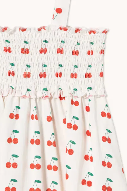 Платье с узором вишни CHERRIES STRAP DRESS Tinycottons, белый — фото 4