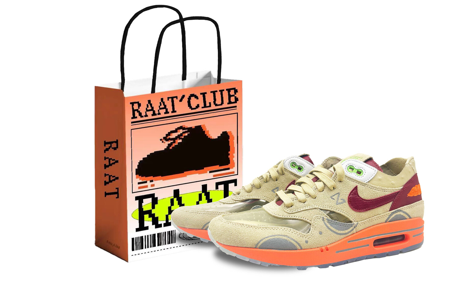 

Кроссовки Clot X Air Max 1 унисекс с низким верхом коричневые/красные Nike