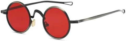 

Ретро металлические круглые панк-солнцезащитные очки 2027 года для женщин, с прозрачными линзами, оправа для мужчин, солнцезащитные очки UV400 MTZJH, Black Red