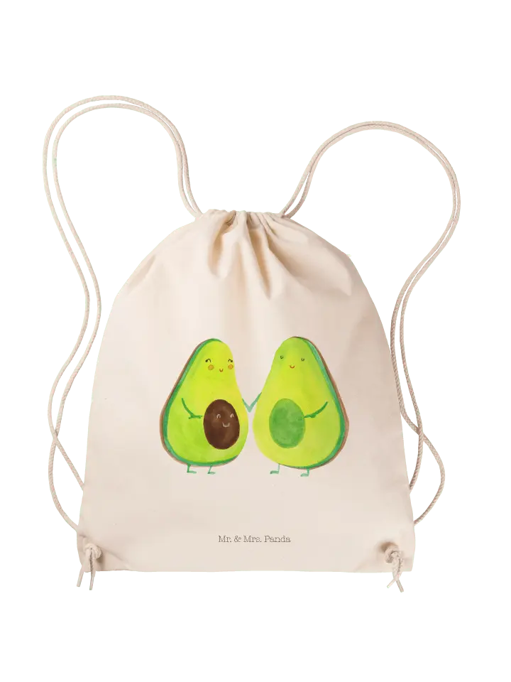 

Спортивная сумка Mr & Mrs Panda Sportbeutel Avocado Pärchen ohne Spruch, кремовый