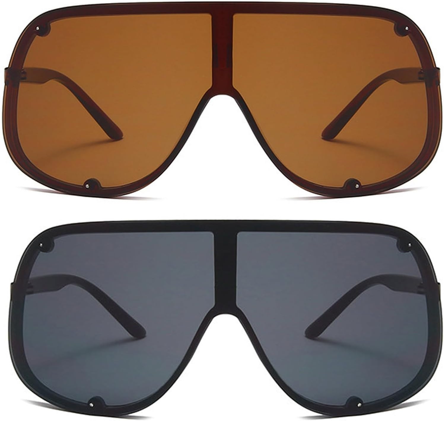 

Солнцезащитные очки Willochra Fashion Wave Mask для женщин и мужчин, модные солнцезащитные очки большого размера в стиле панк, роскошные дизайнерские очки в стиле Y2K, 2pcs-black&brown