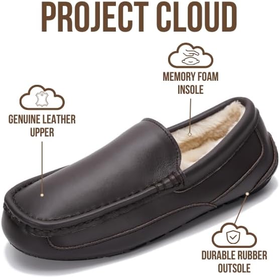Мужские тапочки Project Cloud из 100 натуральной кожи с стелькой из пены с эффектом памяти - нескользящие и легкие тапочки для дома и улицы для мужчин (Oswin), коричневый/шоколадный — фото 2