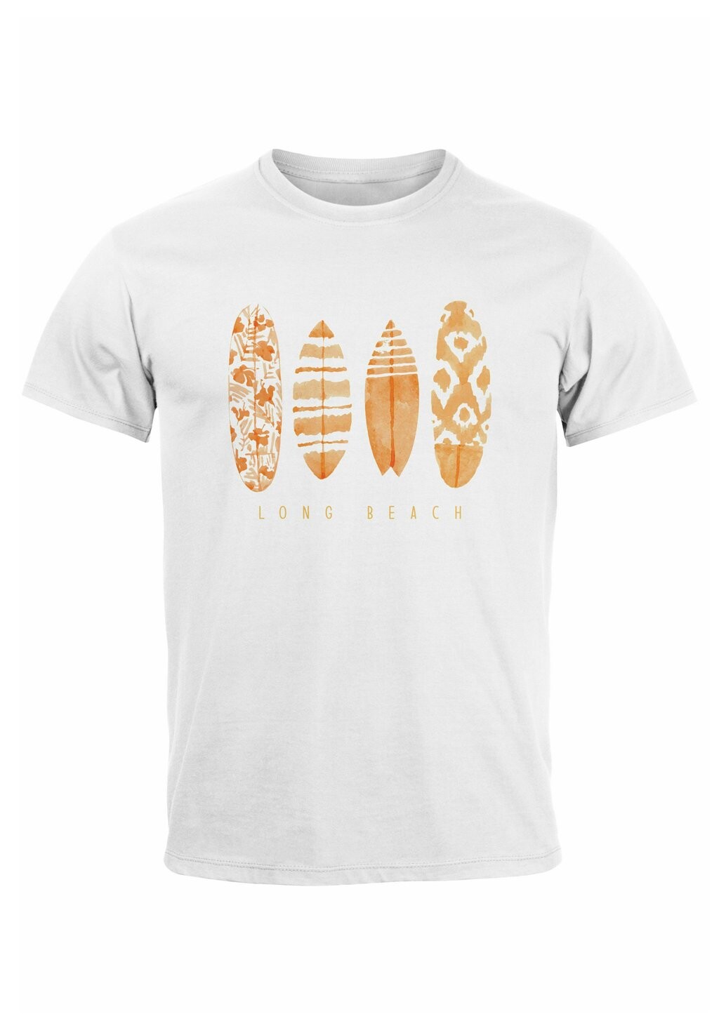 

Принт на футболке Surfing Fashion Aufdruck Long Beach Surfboard Som Neverless, белый/желтый