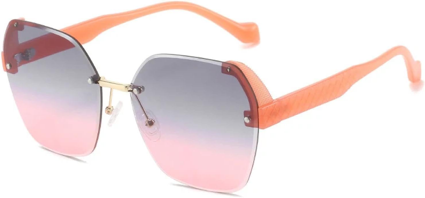 

Ретро-солнцезащитные очки без оправы из металла для женщин и мужчин, модные, роскошные, классические, для путешествий, уличной фотографии, с защитой от УФ-излучения UV400 (серо-розовые) TKKTLLT, Gray Pink