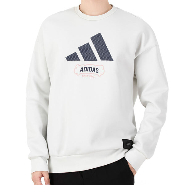 Толстовка Men's adidas St Crewgfx Swt Long Sleeves Round Neck Pullover Gray White, белый — фото 3