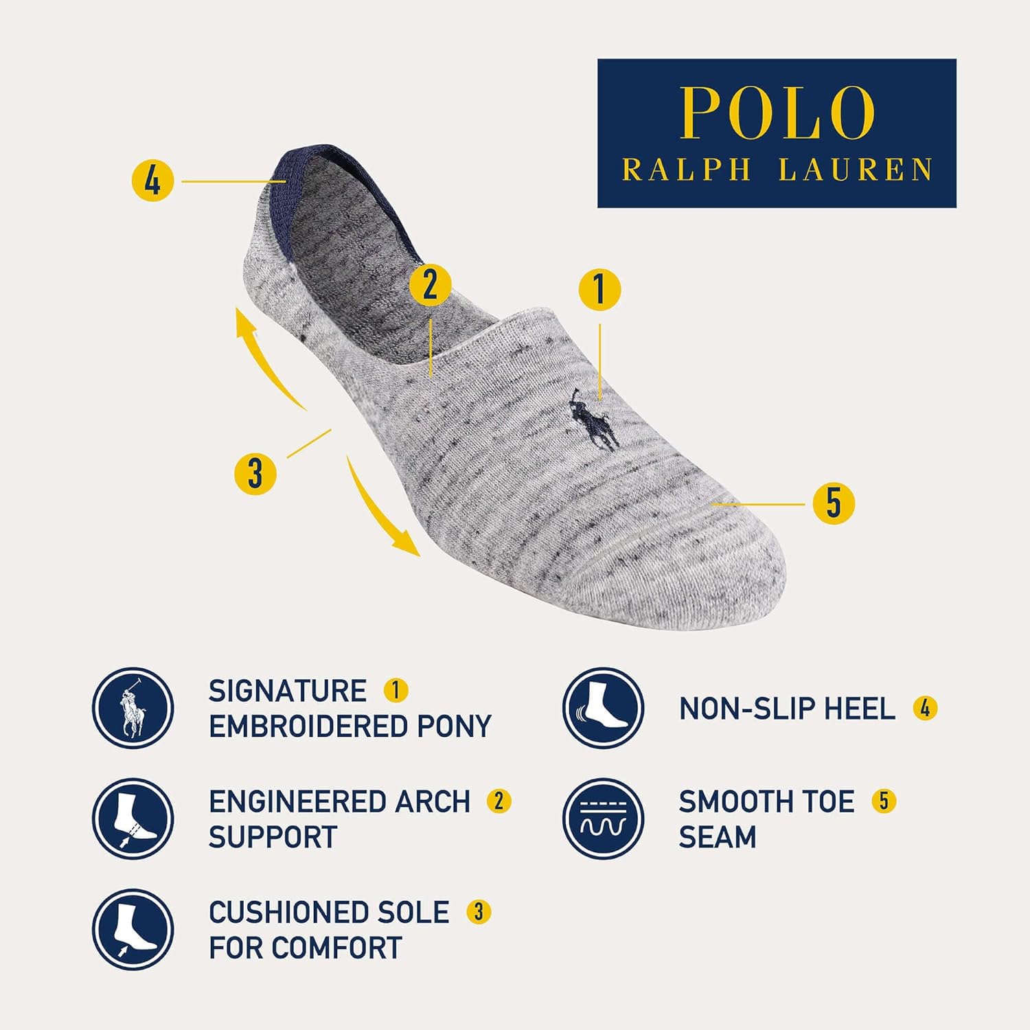 Polo Ralph Lauren мужские носки для классической обуви - набор из 3 пар - легкий хлопок для комфорта с противоскользящей пяткой, Americana Assorted — фото 2