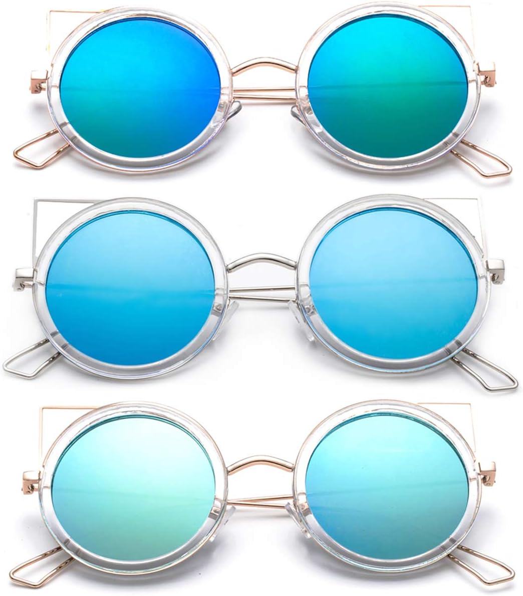 

«Карина» — новые модные солнцезащитные очки в форме «кошачьего глаза», полупрозрачные, необычного, увеличенного размера, для женщин Newbee Fashion Sunglasses, 3 Pack Green, Blue, & Light Blue