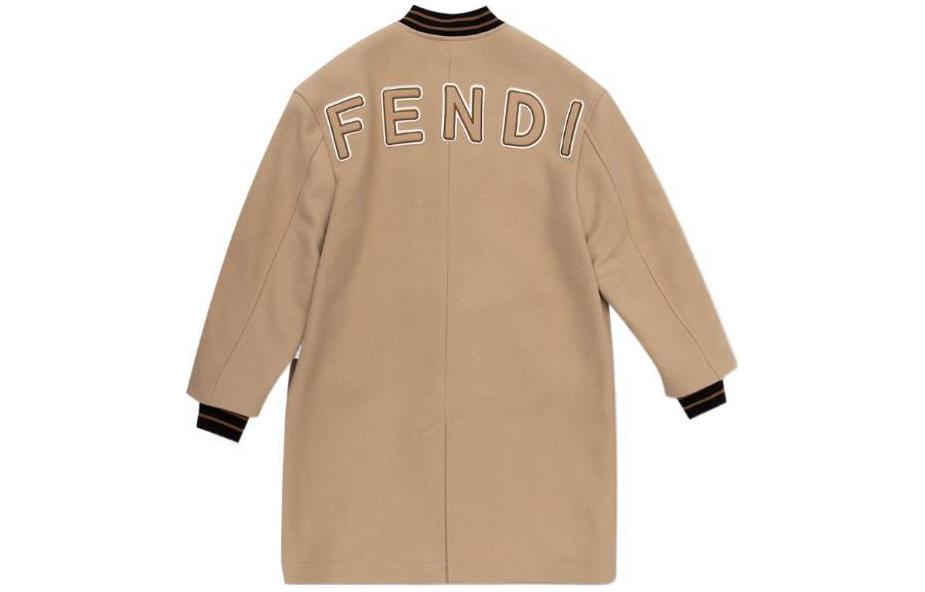 Детские шерстяные пальто с круглым вырезом, средней толщины Fendi, бежевый — фото 3