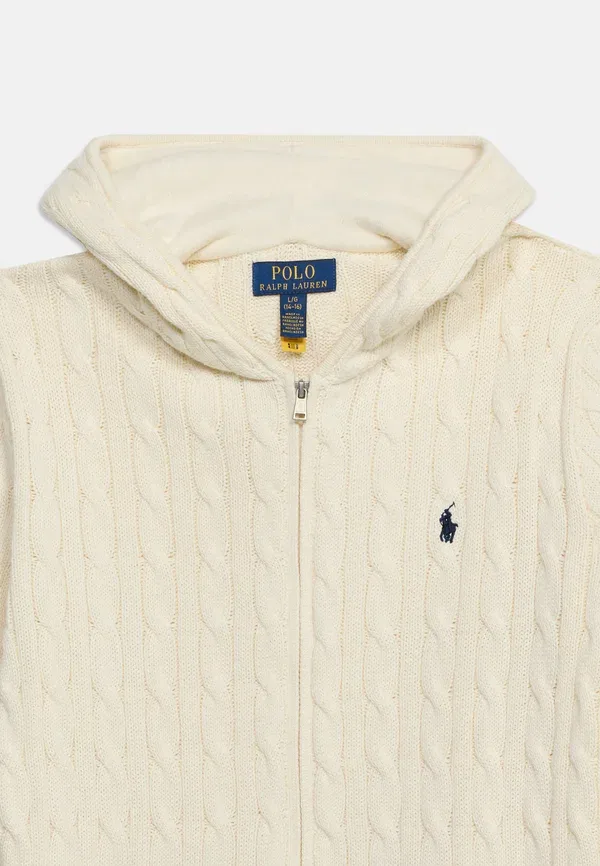 Худи-кардиган на молнии Polo Ralph Lauren, цвет слоновой кости — фото 4