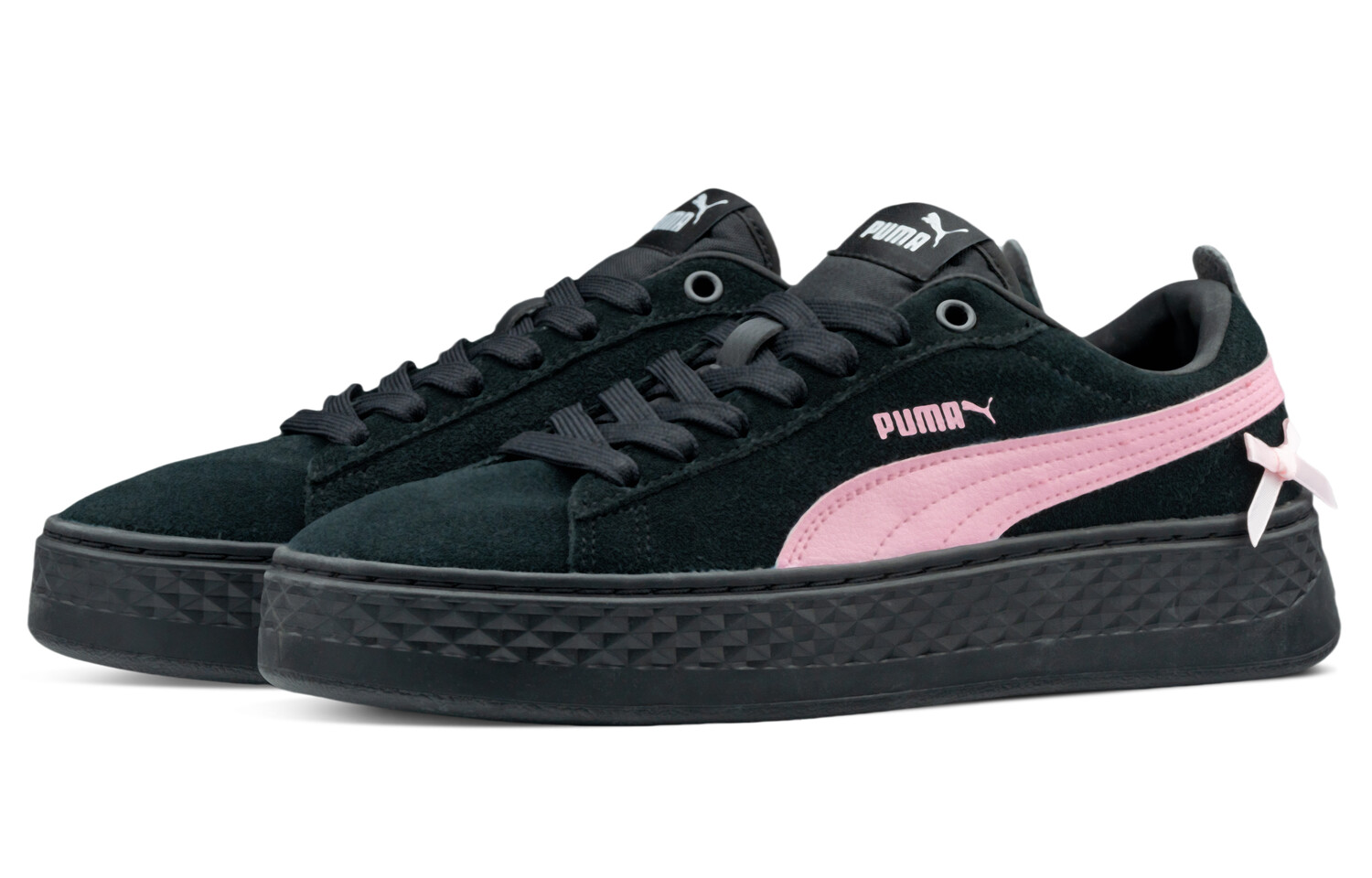 

Кроссовки Puma Smash Platform Skateboarding Shoes Women's Low-top Black/Pink, черный/розовый