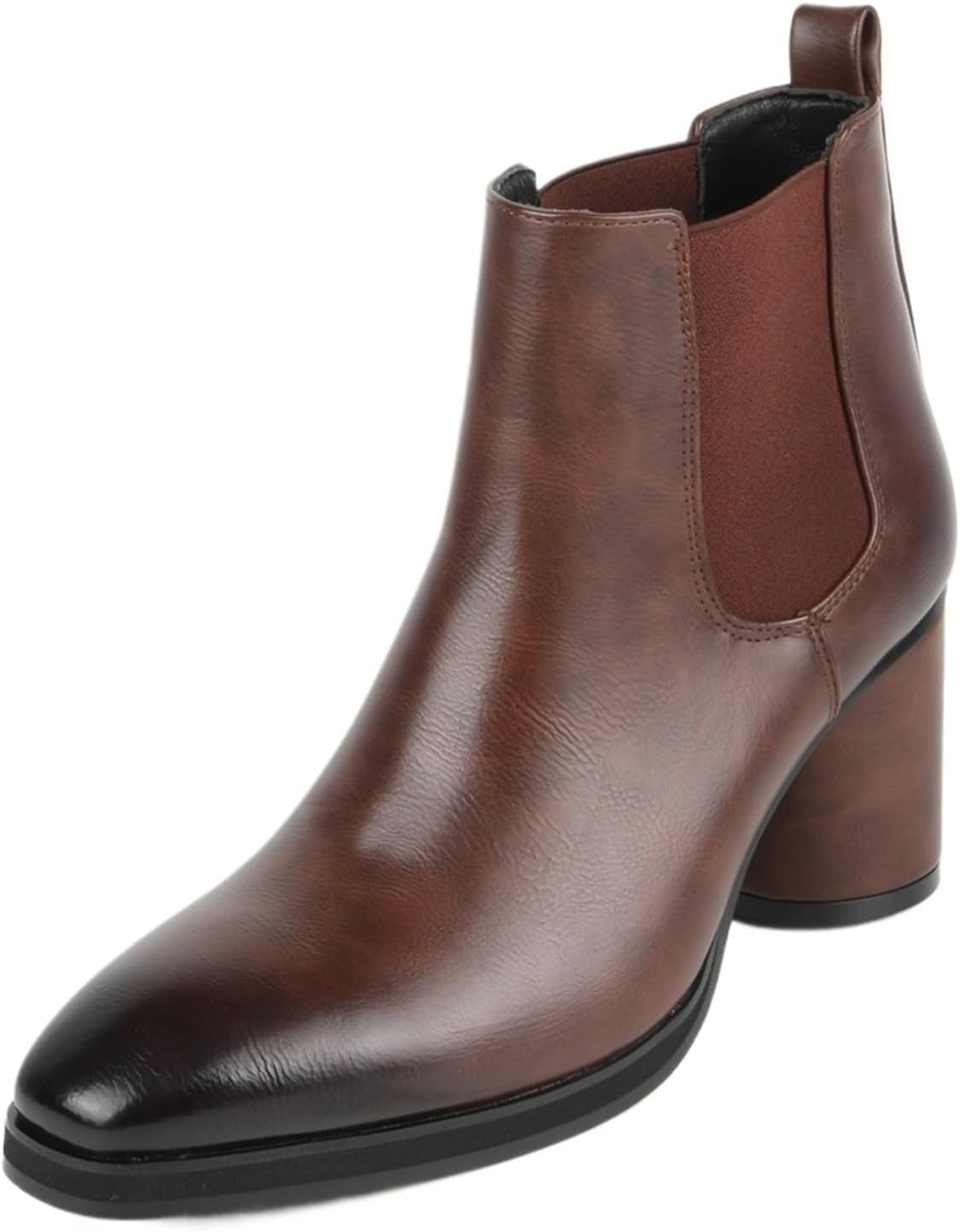 

Мужские модные ботинки челси на массивном каблуке с квадратным носком, классические ботинки без шнурков, кожаные формальные ботинки на высоком каблуке, ботильоны для вечеринки или свадьбы Generic, коричневый