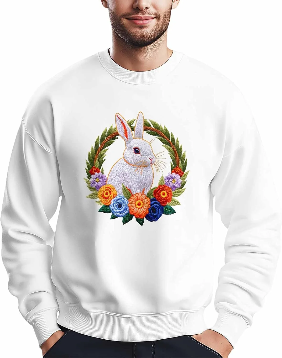 

Мужской свитшот Rabbit с принтом цветов и листьев Winvebermior