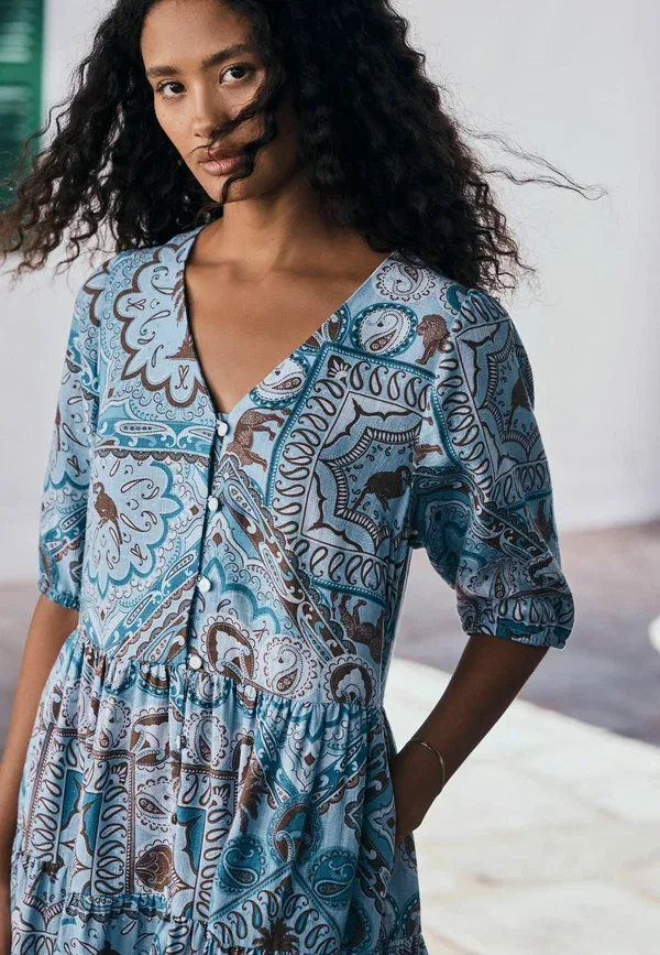 Платье-рубашка Next, blue scarf print, синий с принтом — фото 4