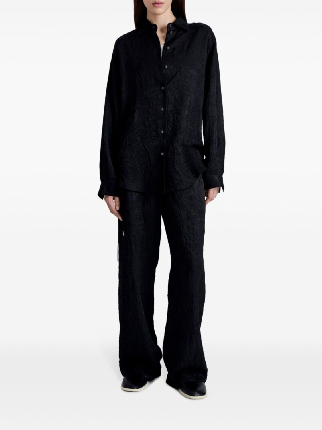 

Proenza Schouler White Label рубашка с длинными рукавами и жатым эффектом, черный