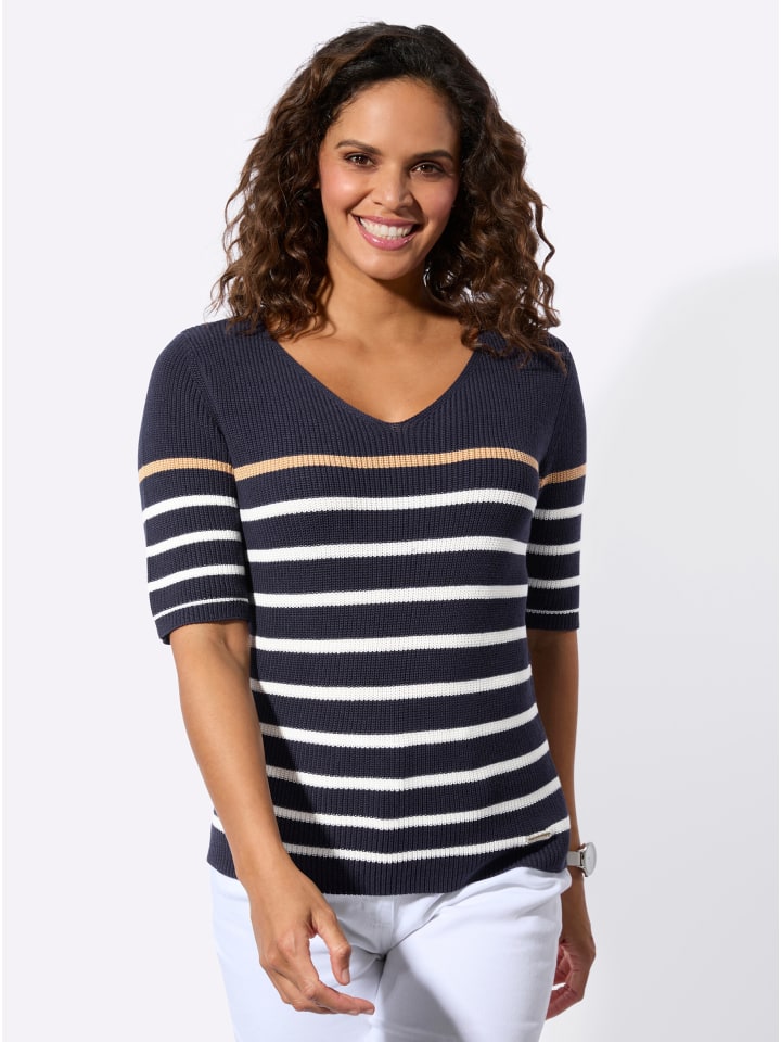 

Свитер с короткими рукавами в полоску темно-синего и бежевого цветов WITT WEIDEN