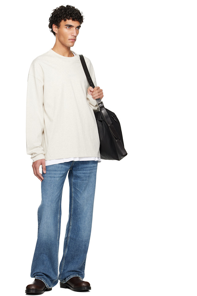 Fear Of God Essentials Классическая футболка с длинными рукавами Off-White с вышивкой к праздникам — фото 4