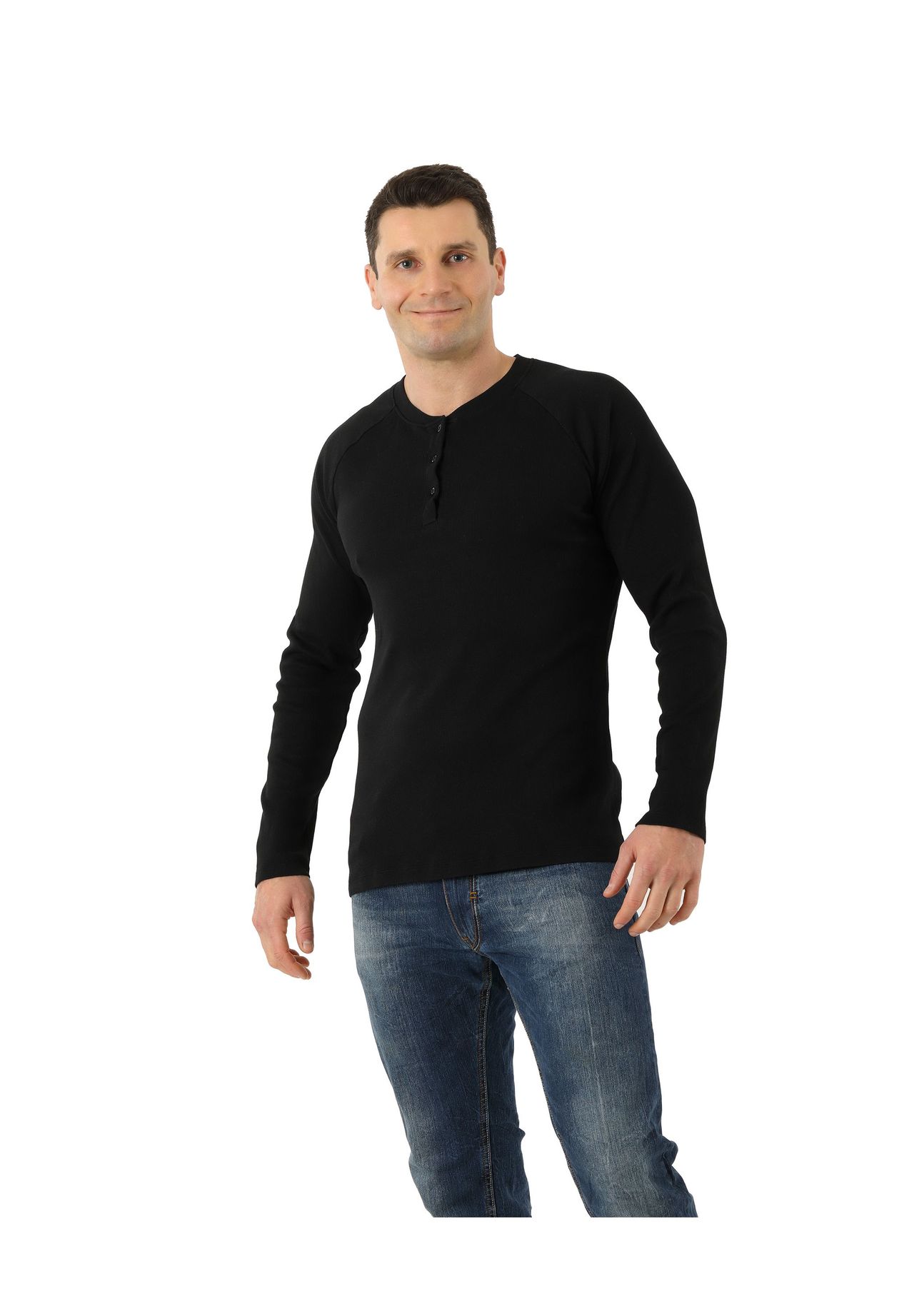 

Рубашка Organic Henley рубашка реглан в рубчик с длинным рукавом Albertkreuz, черный