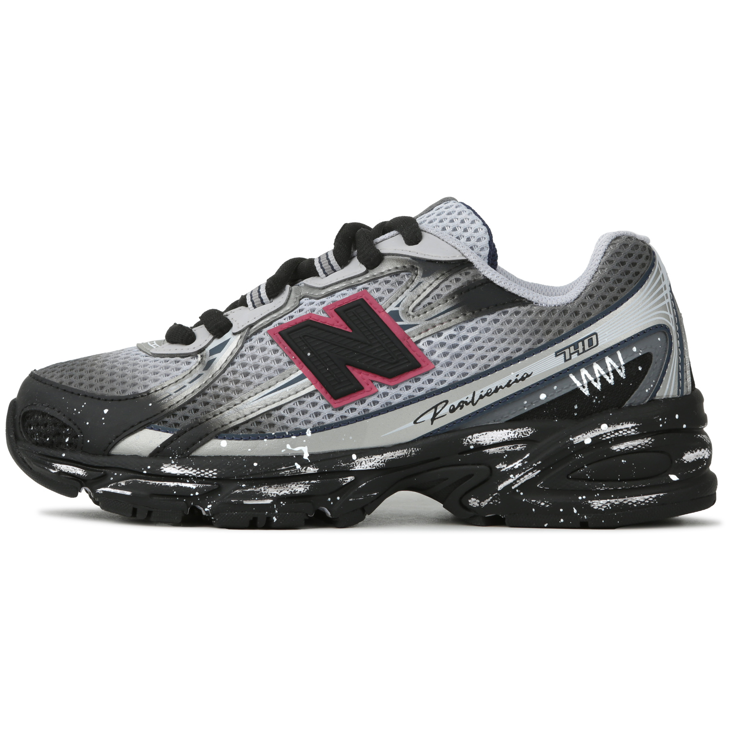 NB 740 нескользящие износостойкие низкие детские повседневные кроссовки Meteorite Gray для подростков New Balance, серый — фото 3