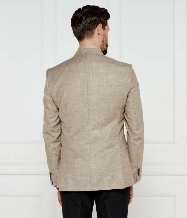 Элегантная шерстяная куртка h-hutson-251 Slim fit Boss, бежевый — фото 3