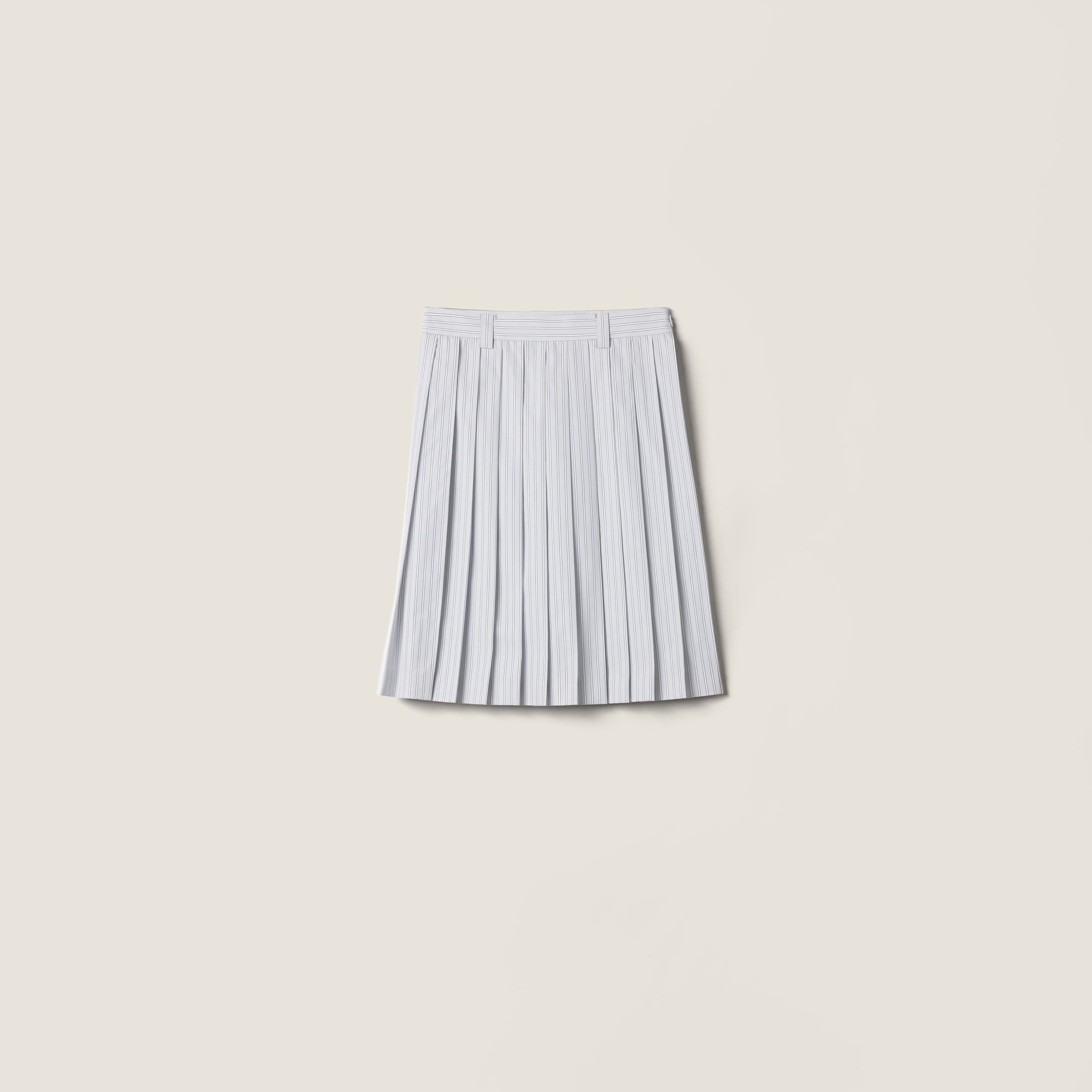 

Плиссированная полосатая юбка из поплина MIU MIU, облачно-серый