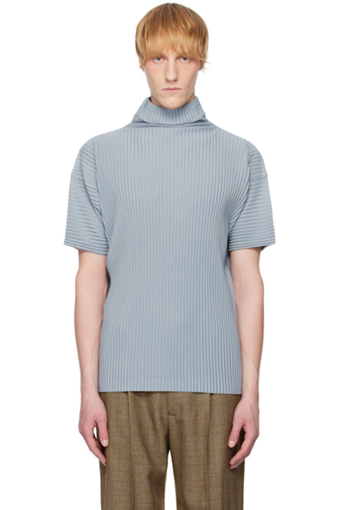 

Футболка синего цвета со складками HOMME PLISSÉ ISSEY MIYAKE