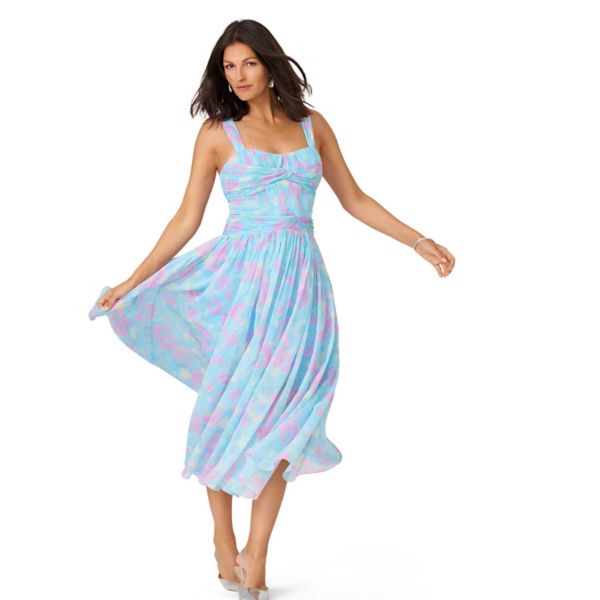 

Женское платье миди с принтом и плиссировкой J. Mendel, мультиколор