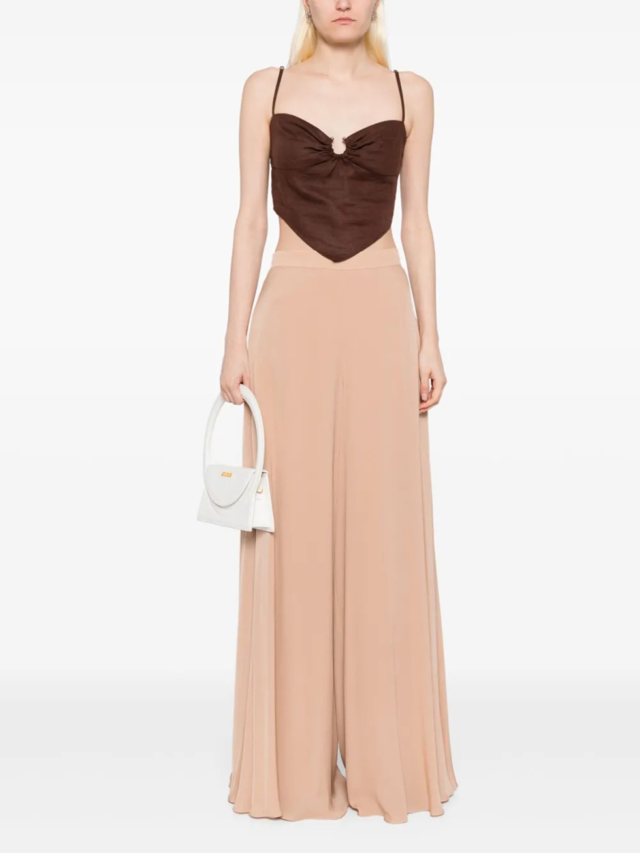 

Брюки-палаццо из шелка Elie Saab, нейтральный