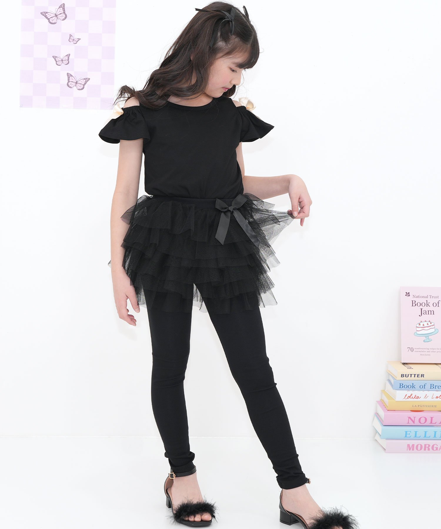 Юбки-пачки из тюля с оборками, леггинсы для девочек, пчелки Bee, All tutu black