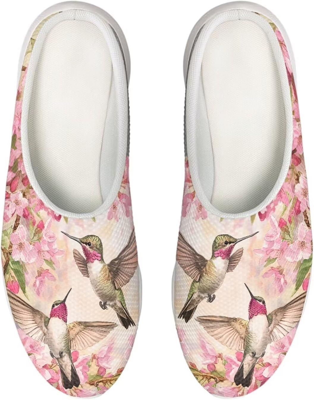 

Сабо Forchrinse Cat Rainbow Sky унисекс для сада, удобные тапочки для медсестры, с поддержкой свода стопы, для ходьбы, мужские и женские, Hummingbird Flower Print