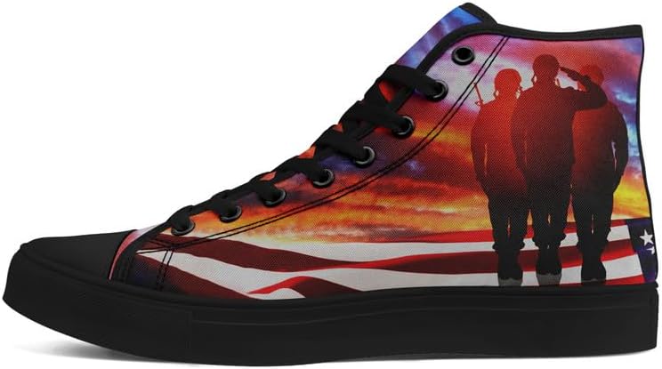 

Высокие кеды на шнуровке для мужчин и женщин с флагом США, классические модные повседневные кроссовки для празднования американской независимости Awsole, черный