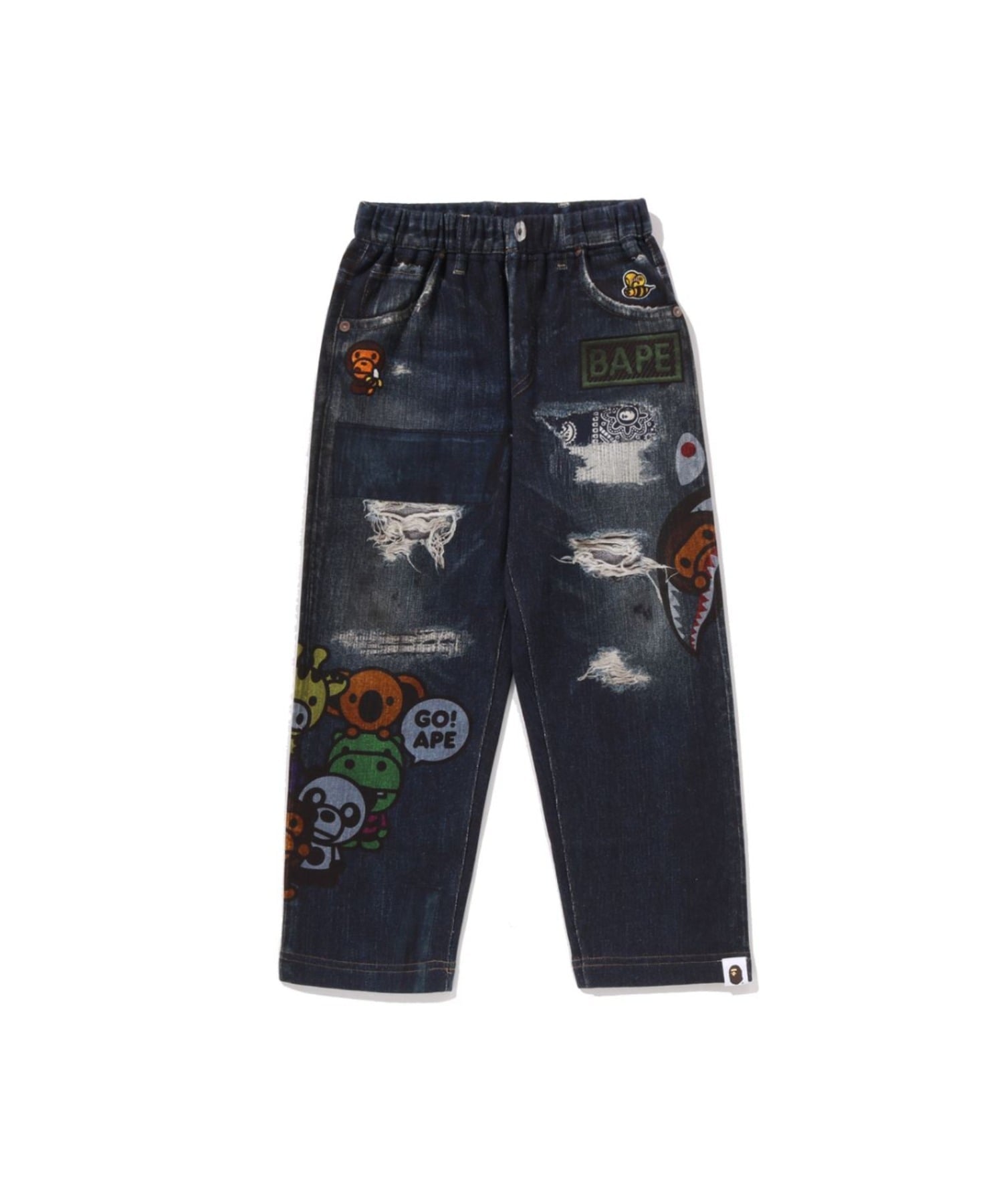Спортивные штаны с джинсовым принтом Baby Milo Friends A BATHING APE, NAVY