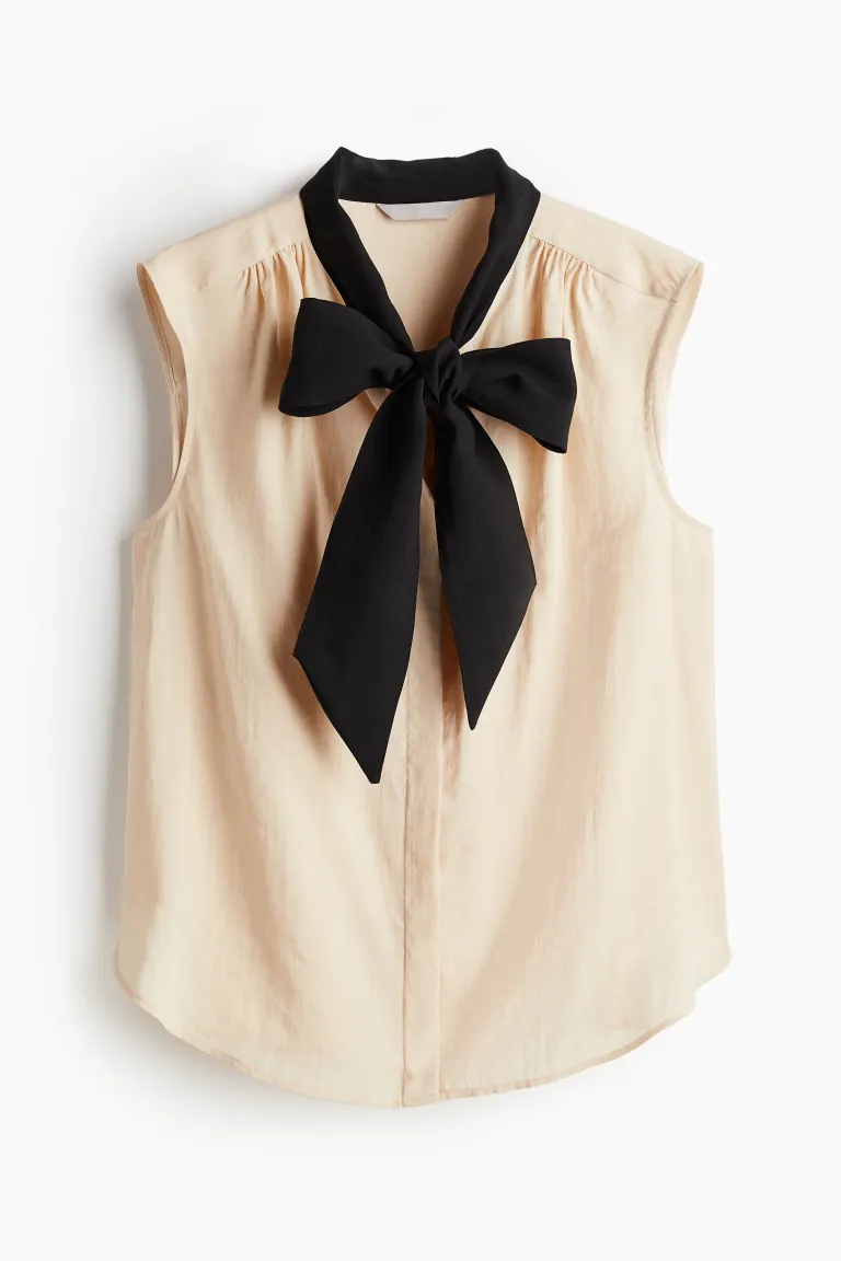 

Блузка с завязками H&M, бежевый